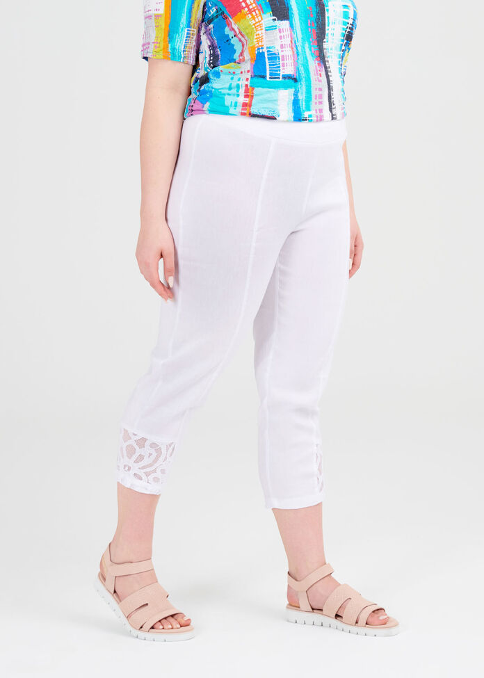 No Frills Linen Crop Pant, , hi-res