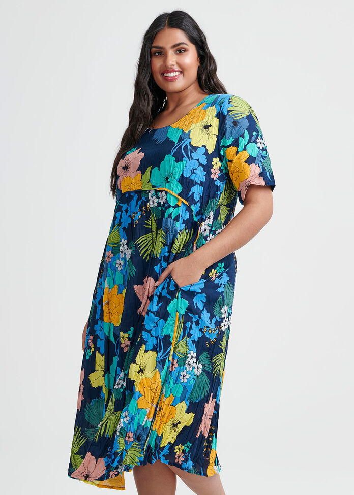 Cotton Floral Dress, , hi-res