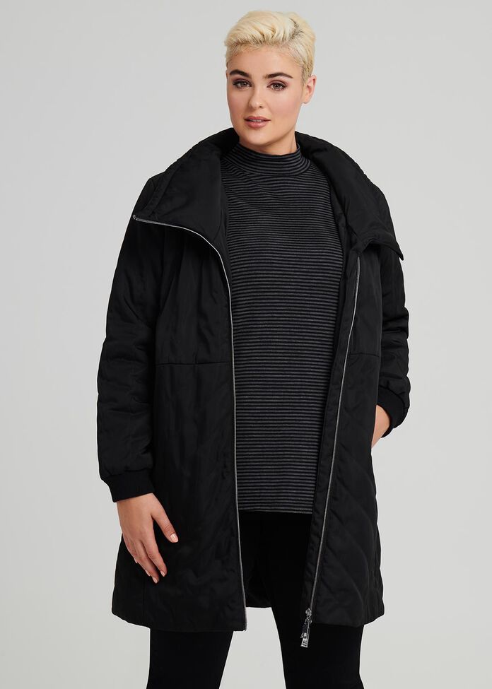 Oversized Collar Coat, , hi-res