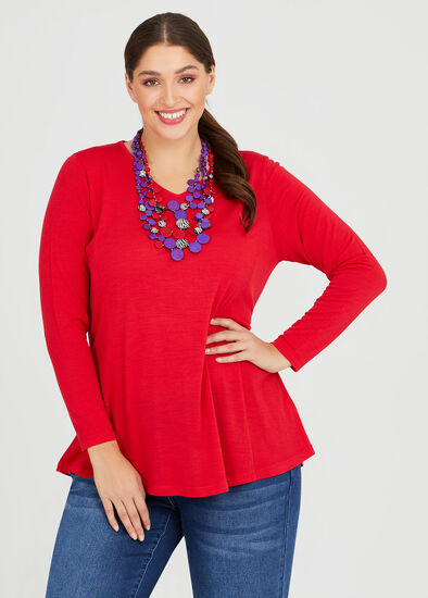 Plus Size Wool Bamboo V-neck Top