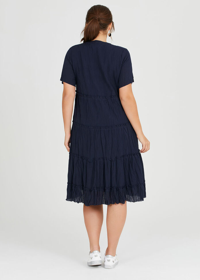 Cotton Mini Frill Dress, , hi-res