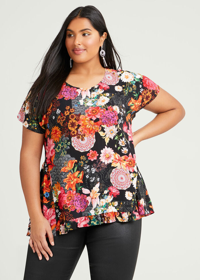 Natural Blooms Frill Top, , hi-res