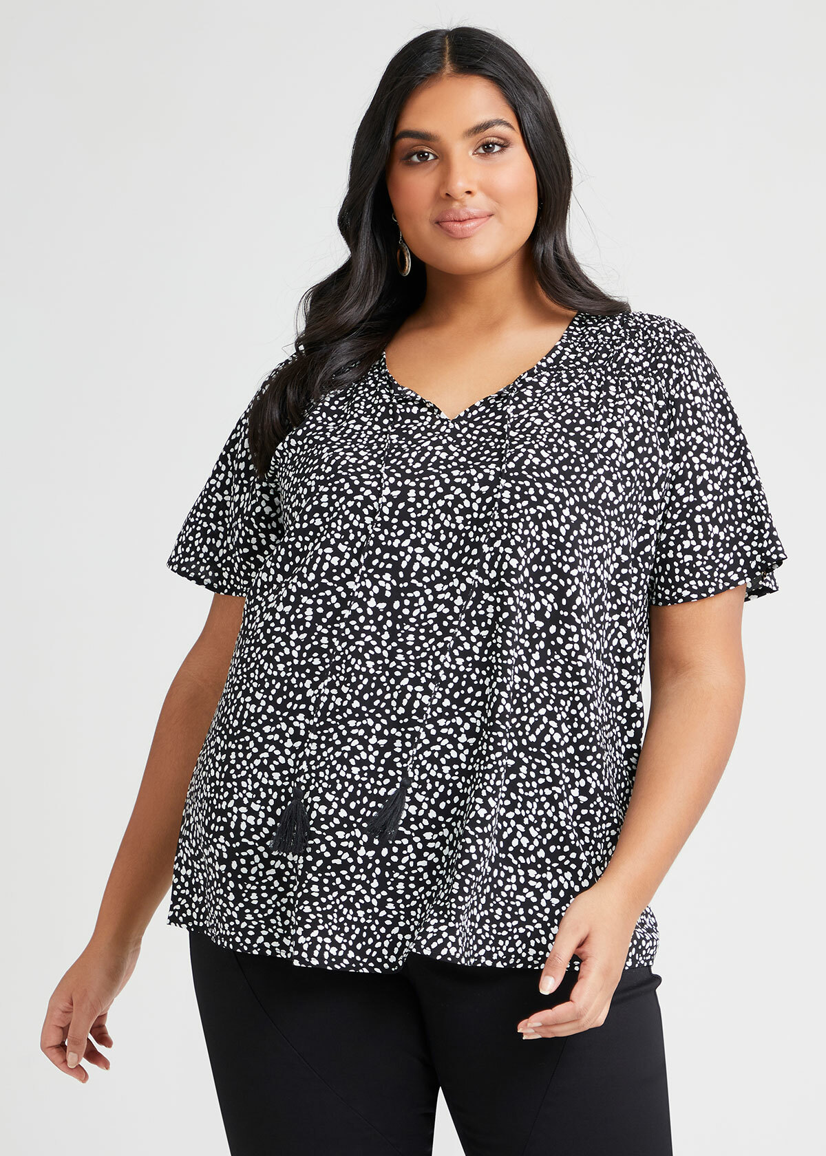 Natural Marabella Tie Neck Top