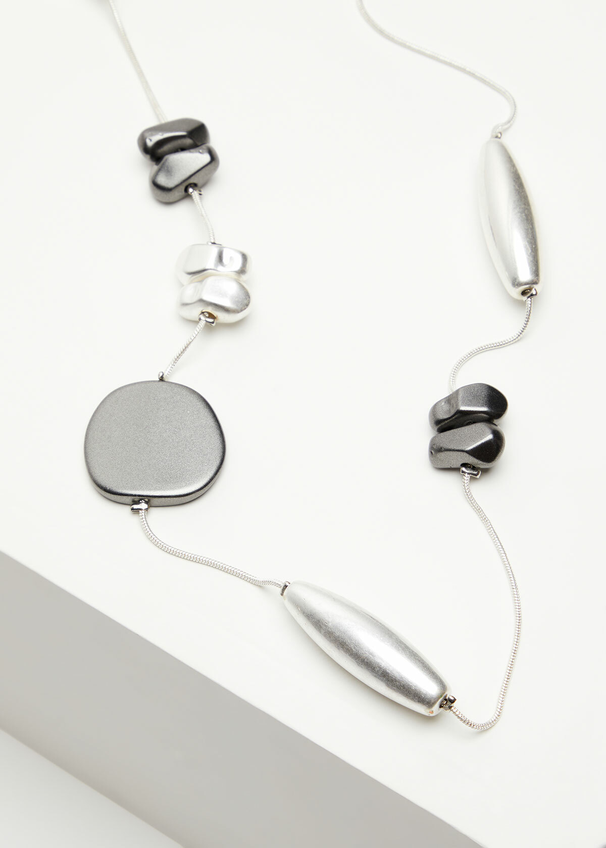 Long Line Silver Necklace