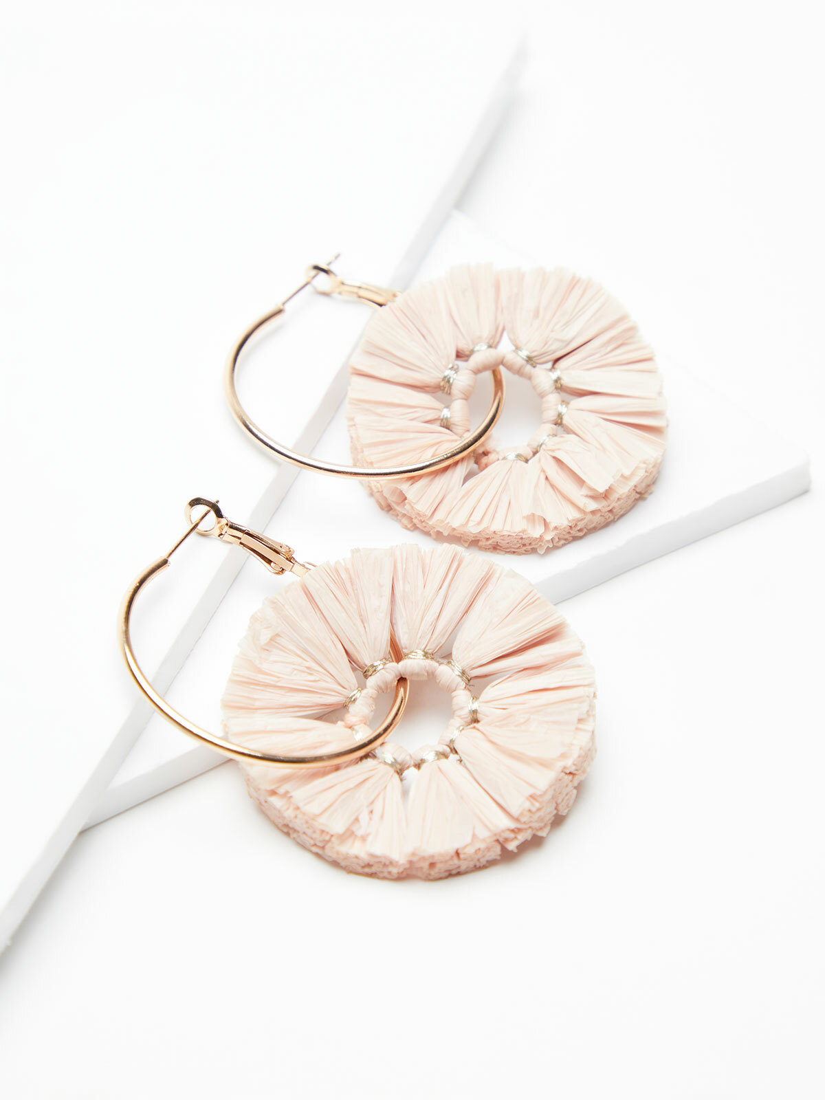 Blush Raffia Hoop Earrings