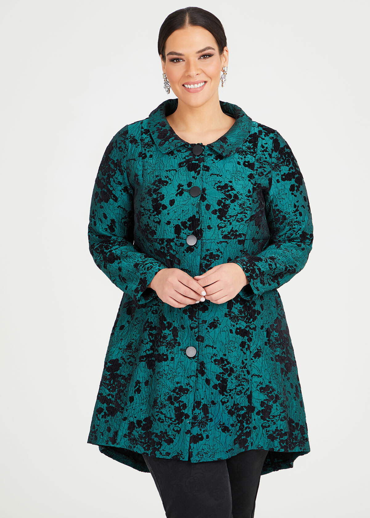Emerald Jacquard Dress Coat